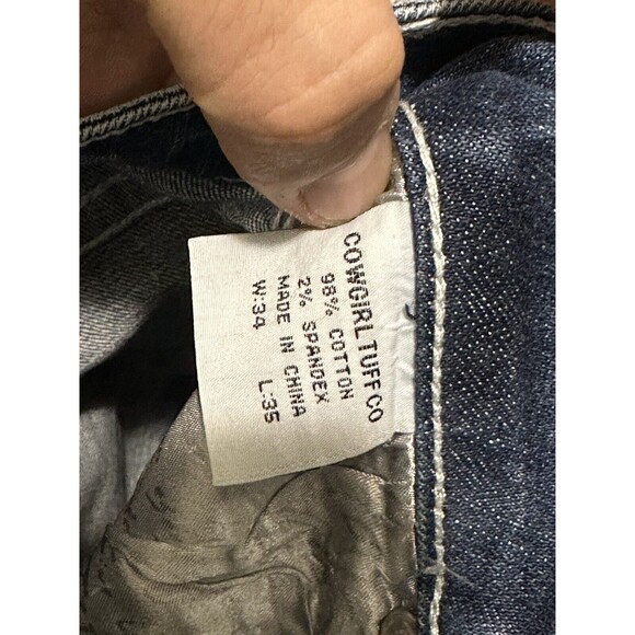 Cowgirl Tuff Girls Double Lucky Mid Rise Bootcut Denim Jeans Size 34Lx35W EUC - Picture 6 of 6